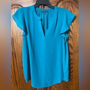 Adrianna Papell Teal Blouse flutter sleeve